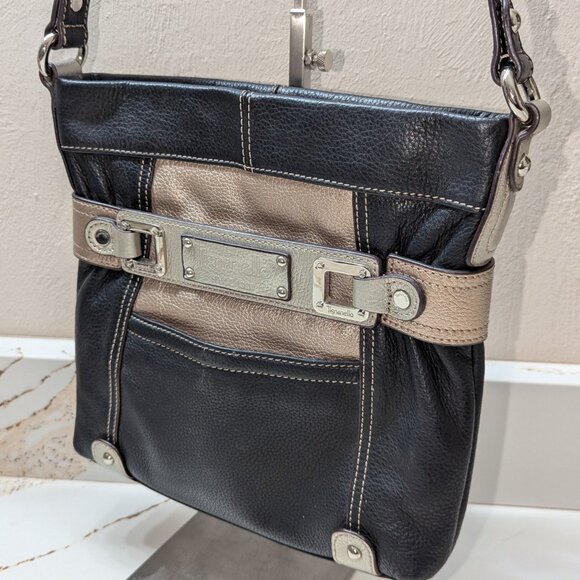 Tignanello, metallic, thick leather, color block, EUC! Gorgeous bag! - Picture 2 of 8